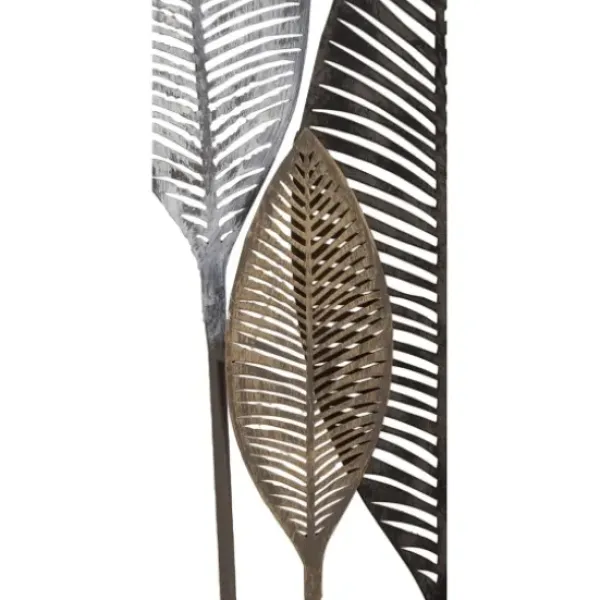 Wall Plaques-Kirkland's Home Distressed Metal Carved Leaves Wall Plaque Black