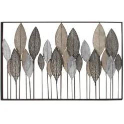Wall Plaques-Kirkland's Home Distressed Metal Carved Leaves Wall Plaque Black