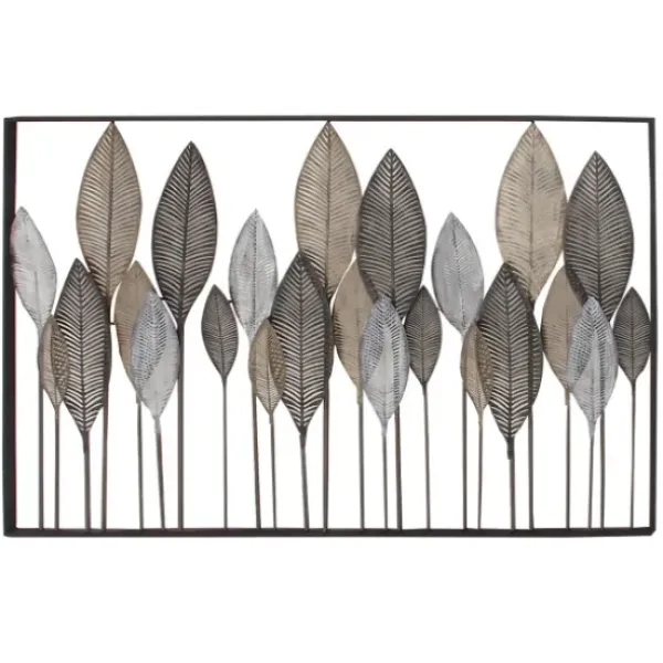 Wall Plaques-Kirkland's Home Distressed Metal Carved Leaves Wall Plaque Black