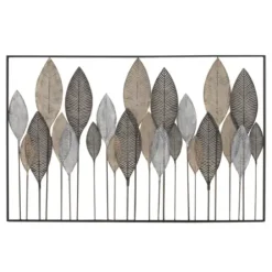 Wall Plaques-Kirkland's Home Distressed Metal Carved Leaves Wall Plaque Black