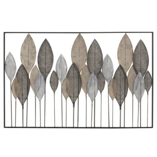 Wall Plaques-Kirkland's Home Distressed Metal Carved Leaves Wall Plaque Black