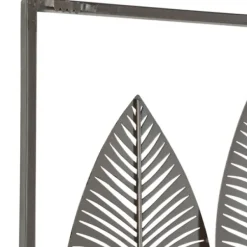 Wall Plaques-Kirkland's Home Distressed Metal Carved Leaves Wall Plaque Black