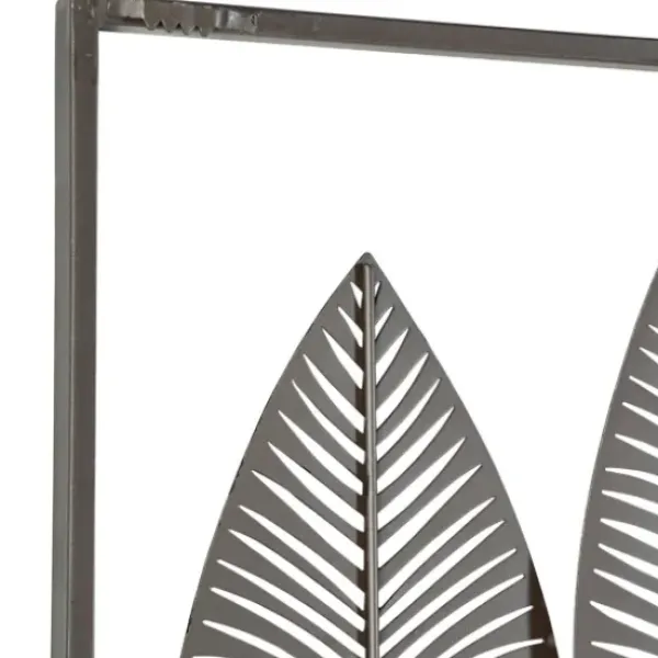 Wall Plaques-Kirkland's Home Distressed Metal Carved Leaves Wall Plaque Black