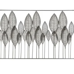 Wall Plaques-Kirkland's Home Distressed Metal Carved Leaves Wall Plaque Black