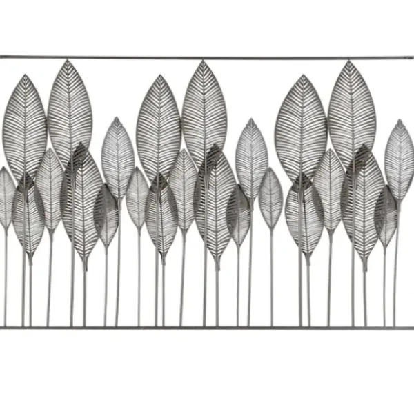 Wall Plaques-Kirkland's Home Distressed Metal Carved Leaves Wall Plaque Black