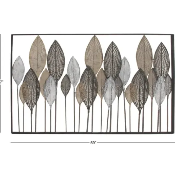 Wall Plaques-Kirkland's Home Distressed Metal Carved Leaves Wall Plaque Black