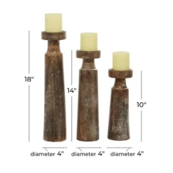 Candle Holders-Kirkland's Home Distressed Mocha Mango Wood Candlesticks, Set Of 3 Brown