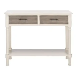 Console Tables-Kirkland's Home Distressed Natural Ronan 2-Drawer Console Table White
