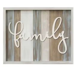 Wall Quotes & Signs-Kirkland's Home Distressed Planks Family Framed Plaque Gray/White/Brown