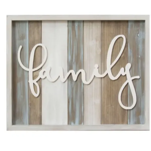 Wall Quotes & Signs-Kirkland's Home Distressed Planks Family Framed Plaque Gray/White/Brown
