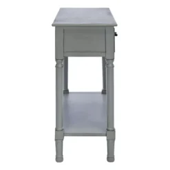 Entryway Furniture-Kirkland's Home Distressed Ronan 2-Drawer Console Table Gray