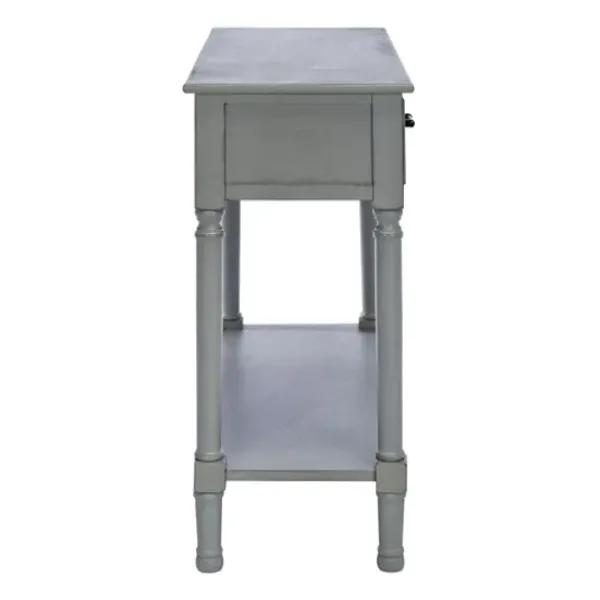 Entryway Furniture-Kirkland's Home Distressed Ronan 2-Drawer Console Table Gray