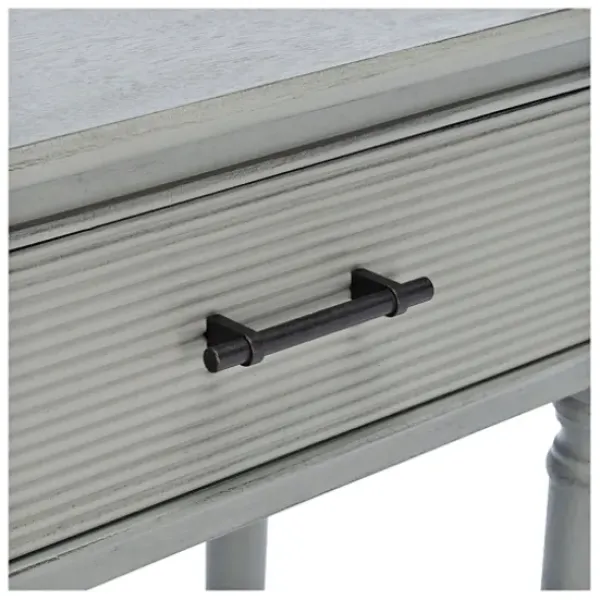 Entryway Furniture-Kirkland's Home Distressed Ronan 2-Drawer Console Table Gray