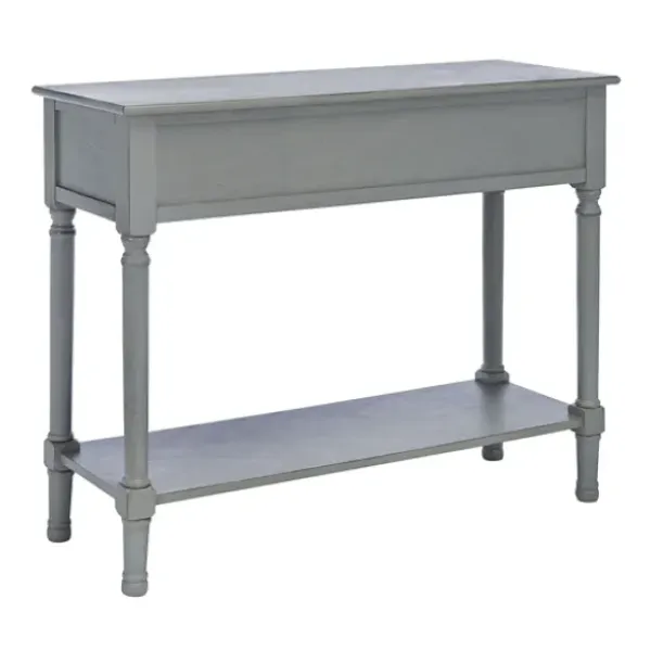 Entryway Furniture-Kirkland's Home Distressed Ronan 2-Drawer Console Table Gray