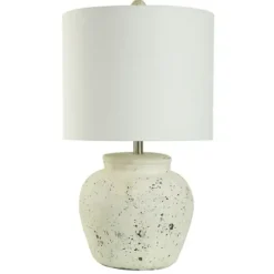 Table Lamps-Kirkland's Home Distressed Round Table Lamp White