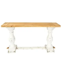 Console Tables-Kirkland's Home Distressed Rustic Carved Console Table White