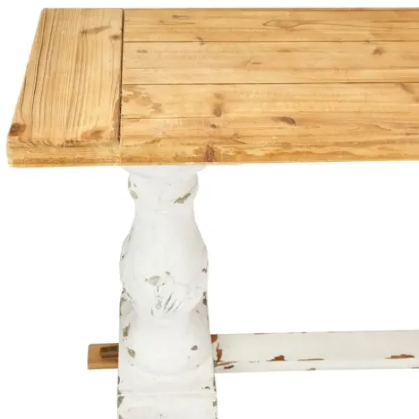 Console Tables-Kirkland's Home Distressed Rustic Carved Console Table White