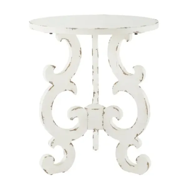 Accent & End Tables-Kirkland's Home Distressed Scrollwork Accent Table White