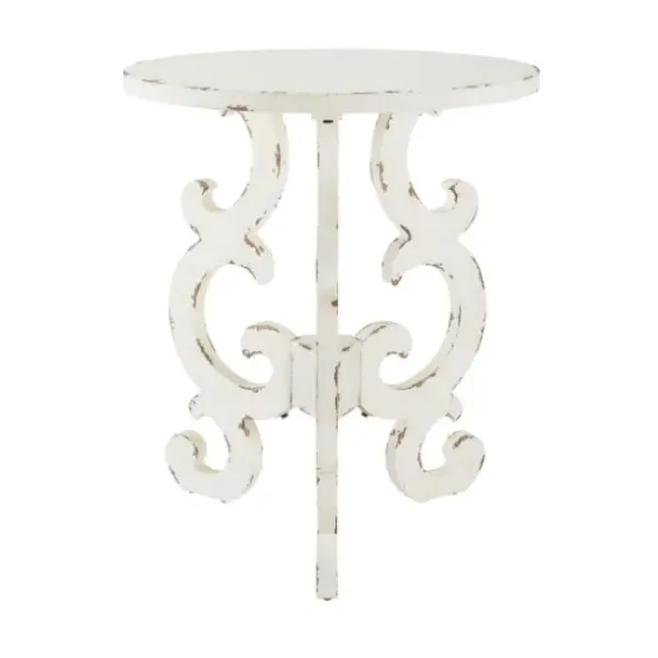 Accent & End Tables-Kirkland's Home Distressed Scrollwork Accent Table White