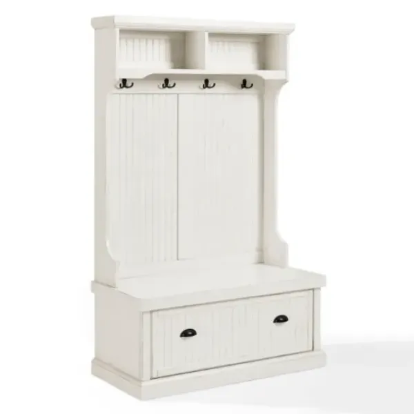Entryway Furniture-Kirkland's Home Distressed Seanan Storage Hall Tree White