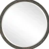 Framed Mirrors-Kirkland's Home Distressed Slate Blue Wooden Round Wall Mirror