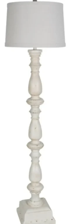 Floor Lamps-Kirkland's Home Distressed Square Base Floor Lamp White