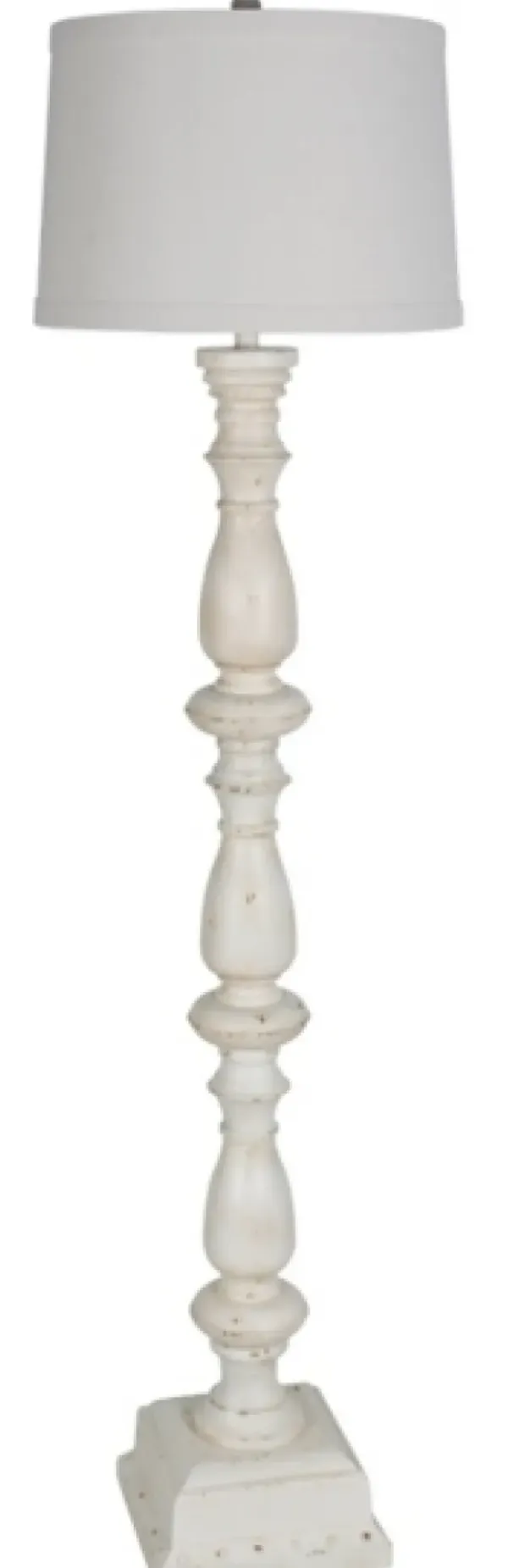 Floor Lamps-Kirkland's Home Distressed Square Base Floor Lamp White