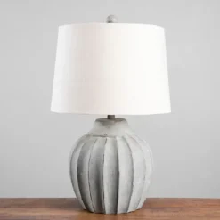 Table Lamps-Kirkland's Home Distressed Stone Table Lamp Ivory
