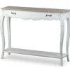 Console Tables-Kirkland's Home Distressed Streaked Console Table Ivory