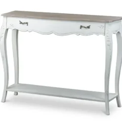 Console Tables-Kirkland's Home Distressed Streaked Console Table Ivory