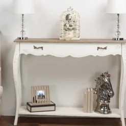 Console Tables-Kirkland's Home Distressed Streaked Console Table Ivory