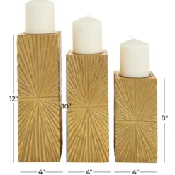 Candle Holders-Kirkland's Home Distressed Sunburst Candle Holders, Set Of 3 Gold