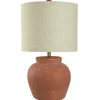 Table Lamps-Kirkland's Home Distressed Terracotta Round Table Lamp Orange