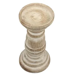 Candle Holders-Kirkland's Home Distressed Turned Wood Candle Holder, 8 In. White