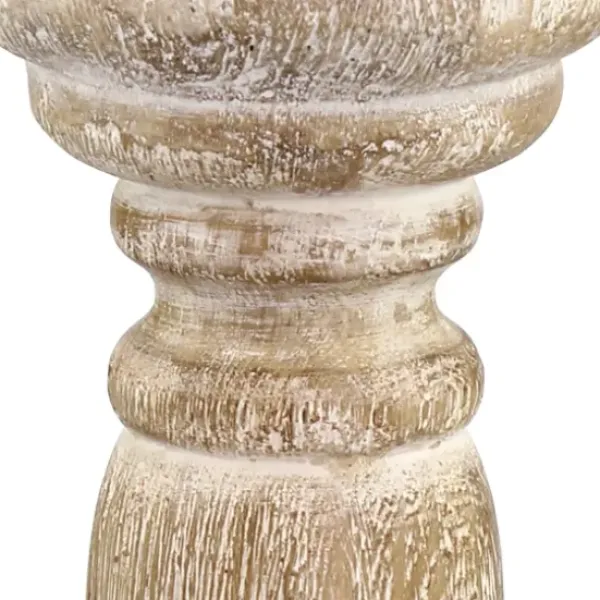 Candle Holders-Kirkland's Home Distressed Turned Wood Candle Holder, 8 In. White