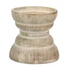 Candle Holders-Kirkland's Home Distressed Turned Wood Candle Holder, 4 In. White
