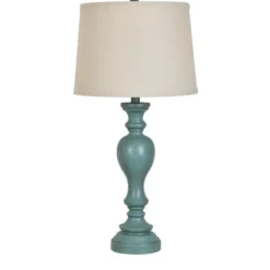 Table Lamps-Kirkland's Home Distressed Turquoise Antique Table Lamp Ivory