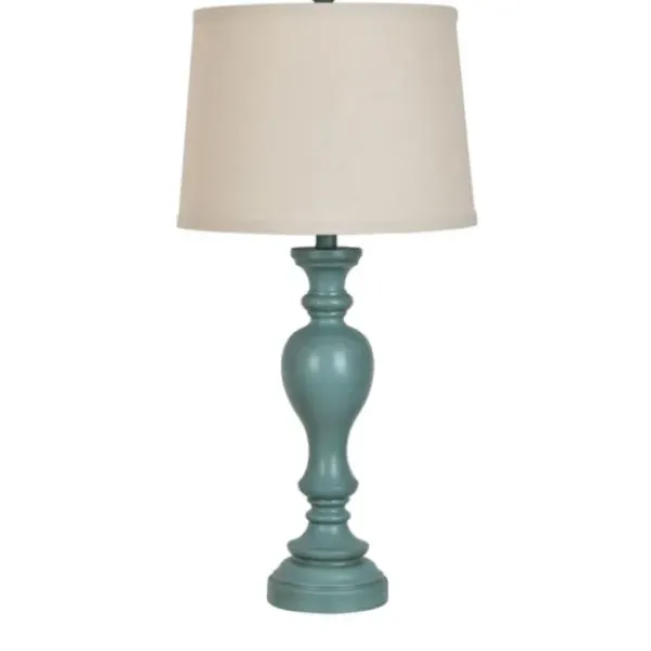 Table Lamps-Kirkland's Home Distressed Turquoise Antique Table Lamp Ivory