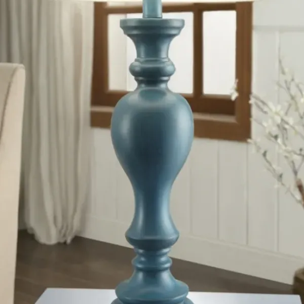 Table Lamps-Kirkland's Home Distressed Turquoise Antique Table Lamp Ivory