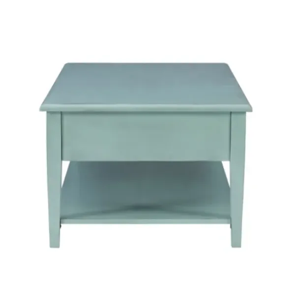 Coffee Tables-Kirkland's Home Distressed Turquoise Wood 3-Drawer Coffee Table Blue