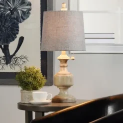 Table Lamps-Kirkland's Home Distressed Urn Resin Table Lamp Gray