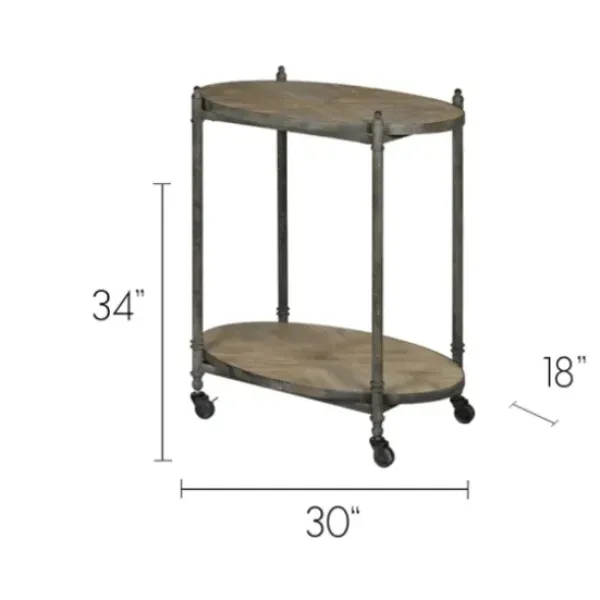 Accent & End Tables-Kirkland's Home Distressed Vintage Rolling Cart Accent Table Tan