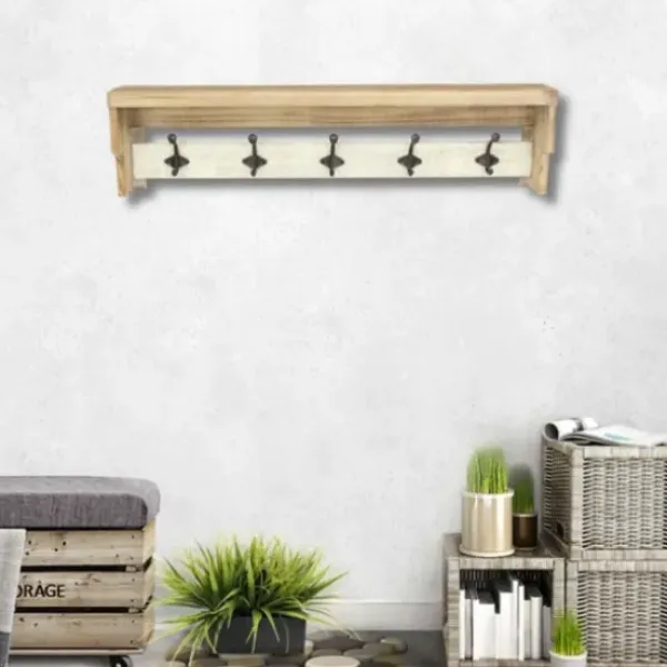 Shelves-Kirkland's Home Distressed Wall Shelf With Hooks