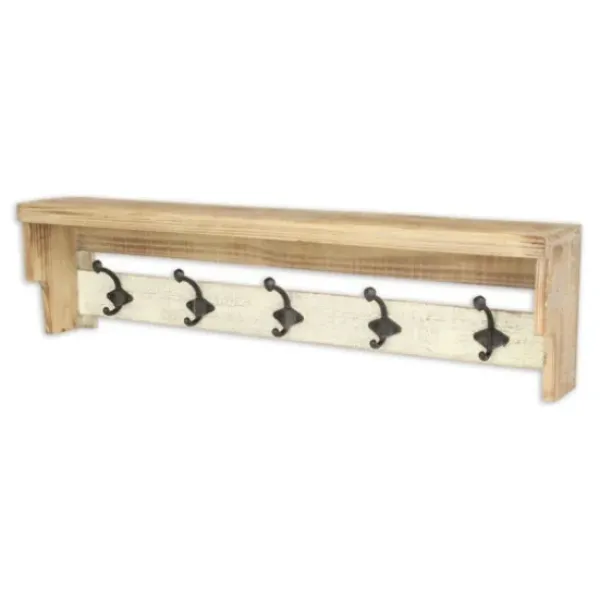 Shelves-Kirkland's Home Distressed Wall Shelf With Hooks