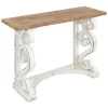 Console Tables-Kirkland's Home Distressed White And Brown Wood Console Table White/Tan