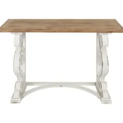 Console Tables-Kirkland's Home Distressed White And Brown Wood Console Table White/Tan
