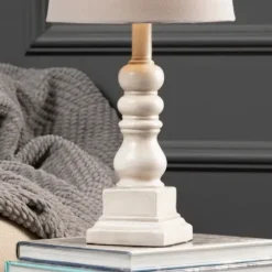 Table Lamps-Kirkland's Home Distressed White Candlestick Table Lamp Ivory