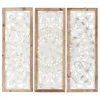 Wall Plaques-Kirkland's Home Distressed White Floral Wall Plaques, Set Of 3 White/Brown