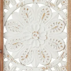 Wall Plaques-Kirkland's Home Distressed White Floral Wall Plaques, Set Of 3 White/Brown