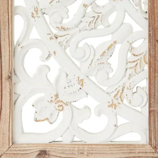 Wall Plaques-Kirkland's Home Distressed White Floral Wall Plaques, Set Of 3 White/Brown